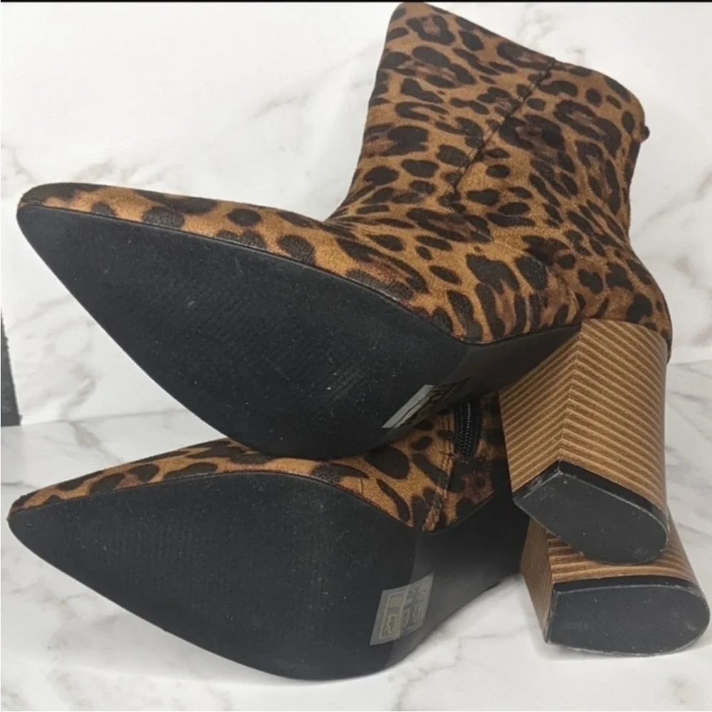 Beast Fashion NEW Harmony Cheetah Block Stacked Heel Ankle‎ Boots 7